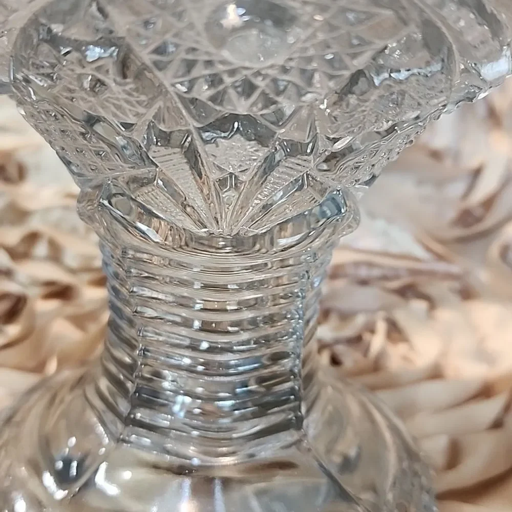 Vintage Crystal Cut Glass Versatile Vase~Candle Holder with Pedestal
